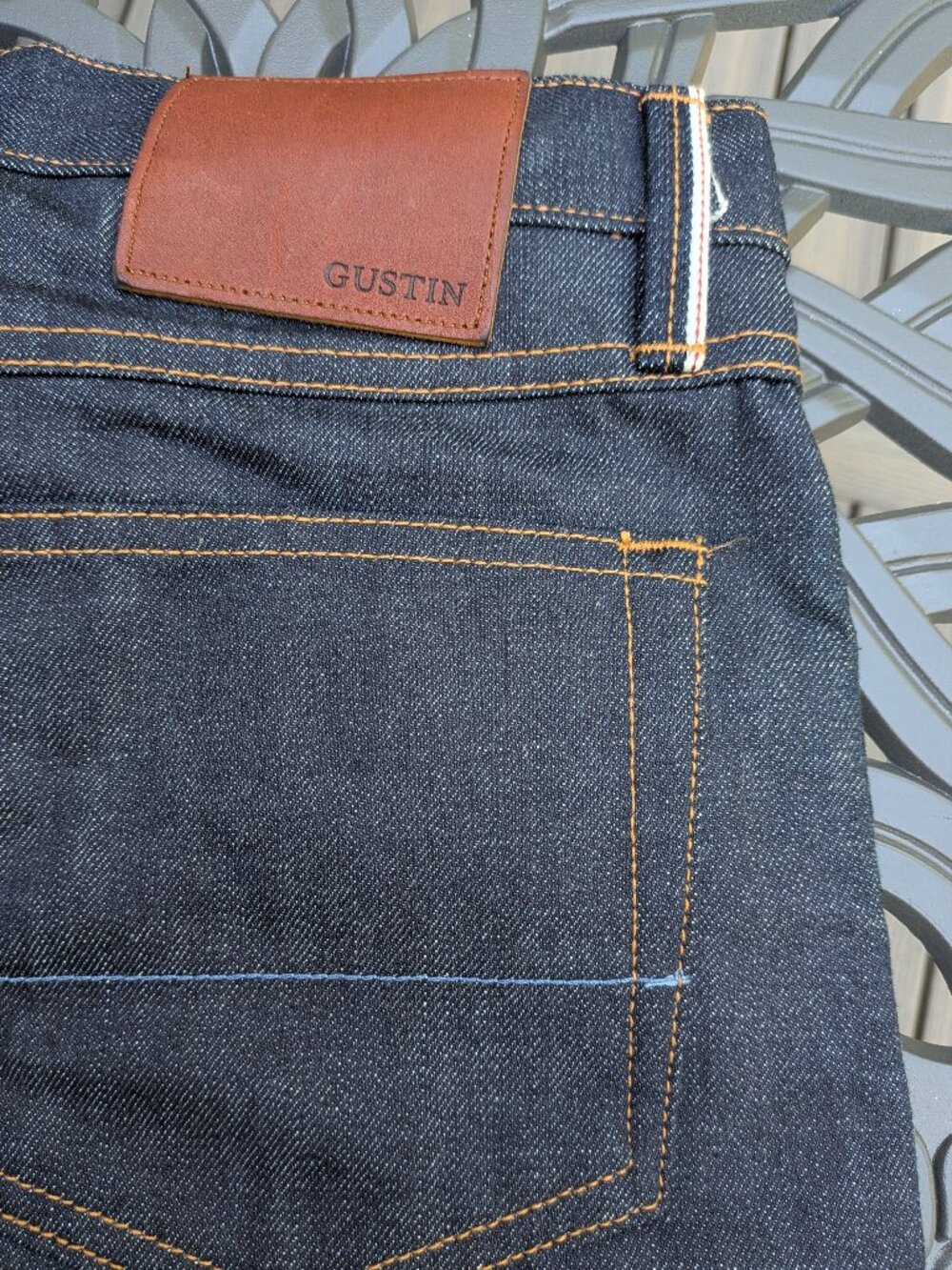 Gustin Selvedge Denim Jeans Men's Size 34 Slim, Inseam 34.25 Inches.